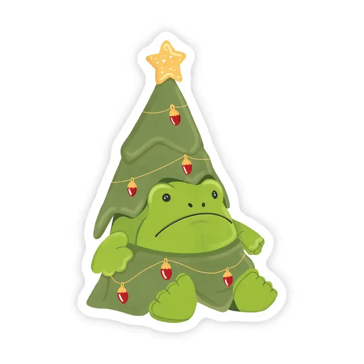 Grumpy Holiday Frog Jelly Sticker