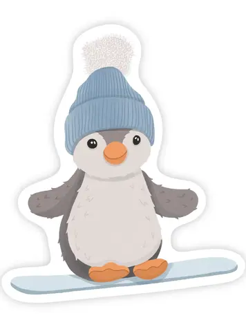 Snowboard Penguin Sticker