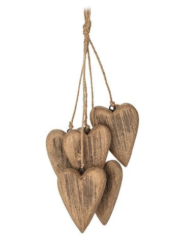 Five Driftwood Hearts Ornament