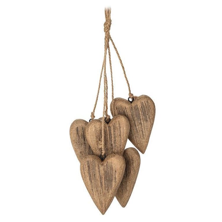 Five Driftwood Hearts Ornament