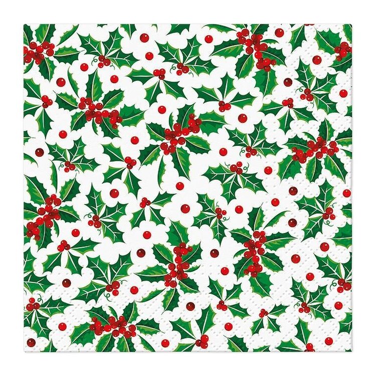 Sm Holly Pattern Napkins (20pk)