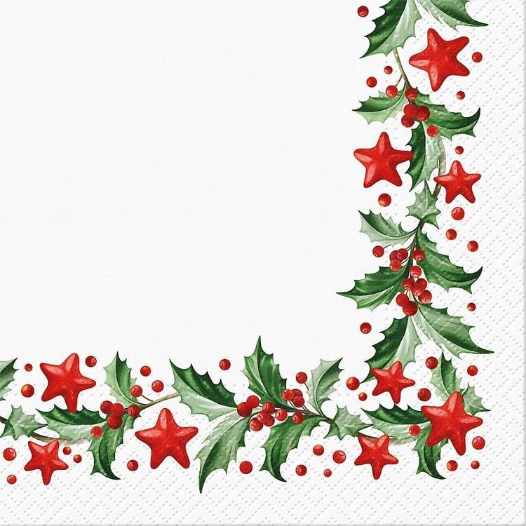 Lg Holly & Stars Napkins (20pk)