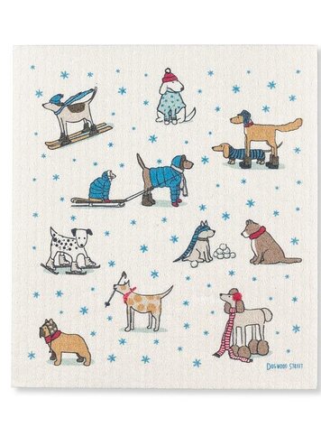 Winter Sports Dogs Dishcloth