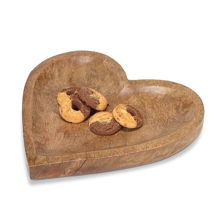 Large Mangowood Heart Plate