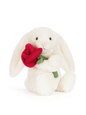 Jellycat Inc Cream Bunny with Rose