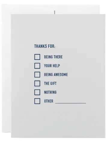 Thanks Checklist Card
