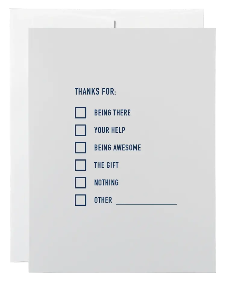 Thanks Checklist Card