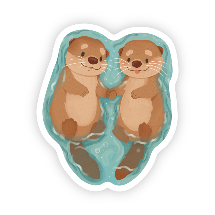 Two Little Otters Sticker