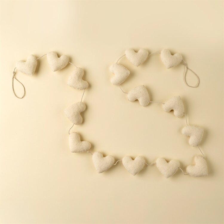 Cream Heart Felt Garland