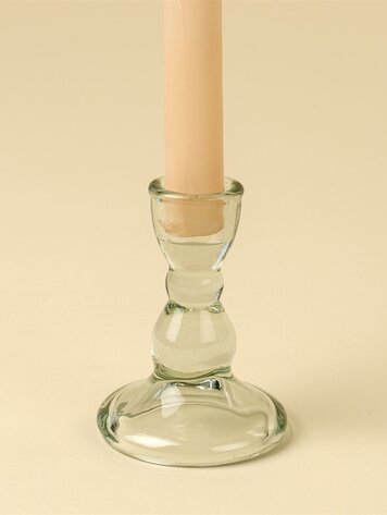 Small Aqua Callista Glass Candleholder