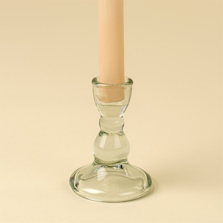 Small Aqua Callista Glass Candleholder