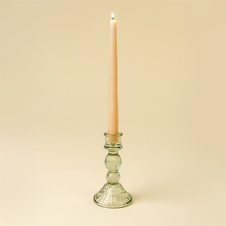 Large Aqua Callista Glass Candleholder
