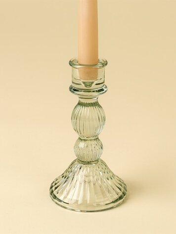 Large Aqua Callista Glass Candleholder