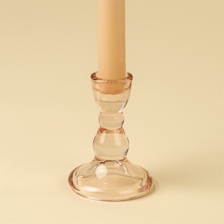 Small Blush Callista Glass Candleholder