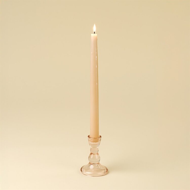 Small Blush Callista Glass Candleholder