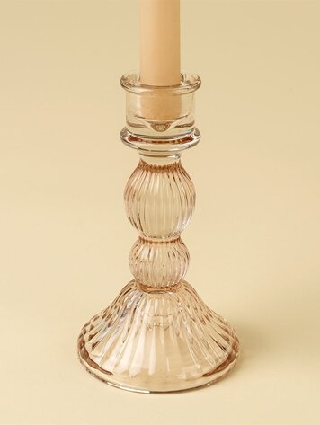 Large Blush Callista Glass Candleholder