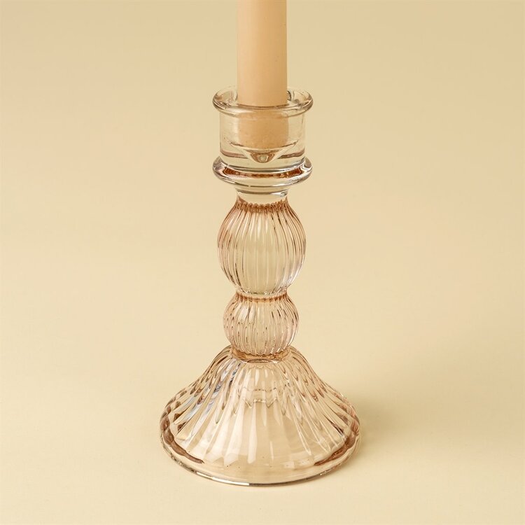 Large Blush Callista Glass Candleholder