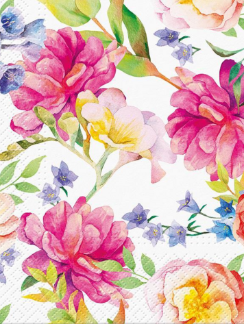 Large Orchids & Peonies Napkins