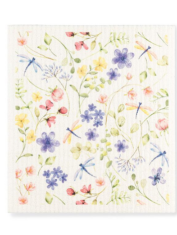 Dragonfly & Floral Dishcloth