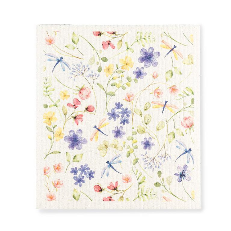 Dragonfly & Floral Dishcloth