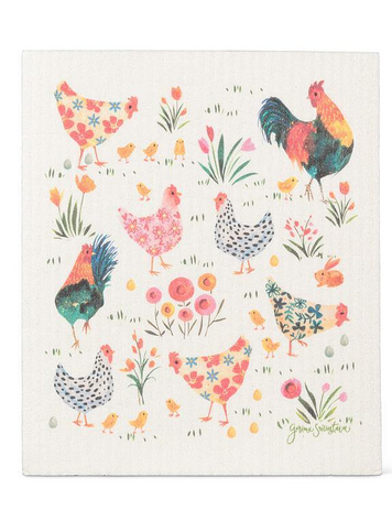 Roosters & Hens Dishcloth