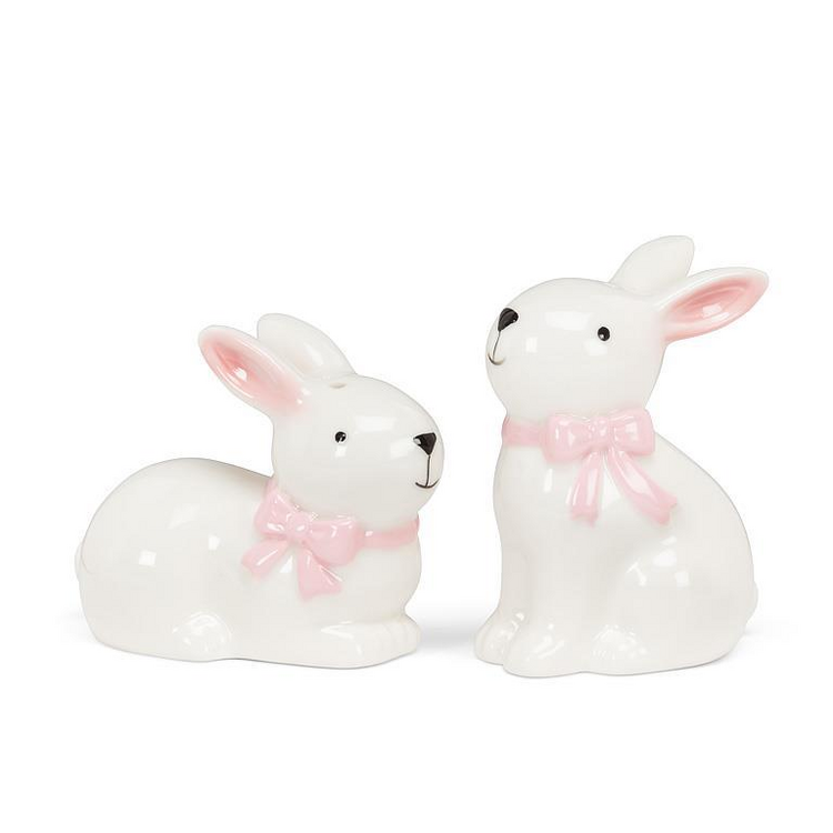 Pink Bow Bunny Salt & Pepper Set