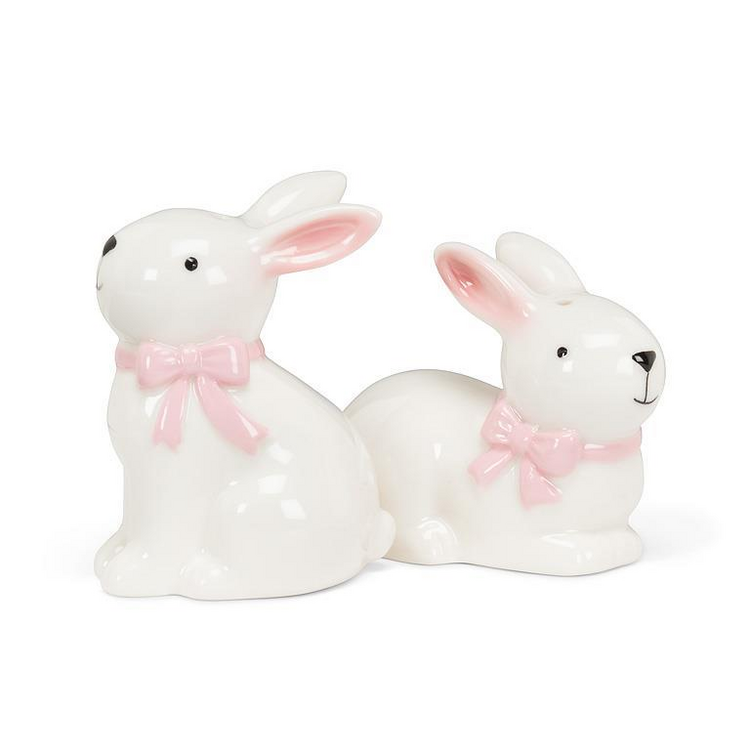 Pink Bow Bunny Salt & Pepper Set