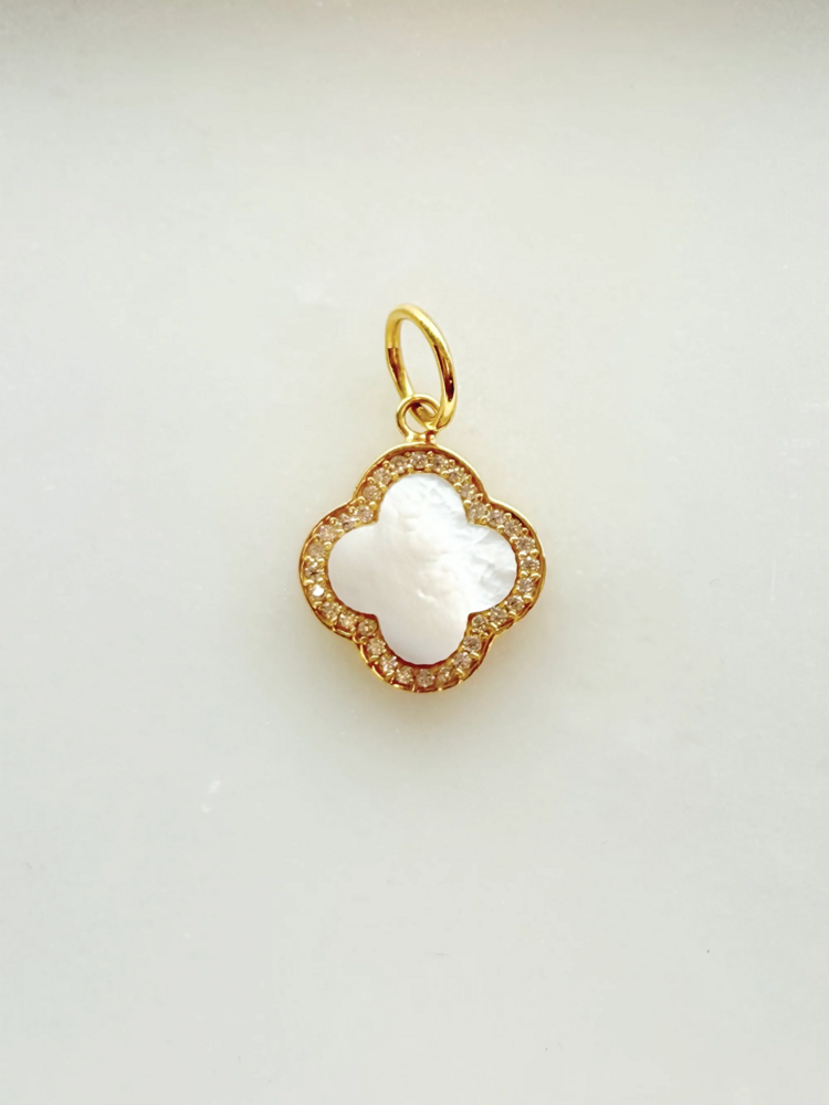 Small Mother of Pearl Clover Charm