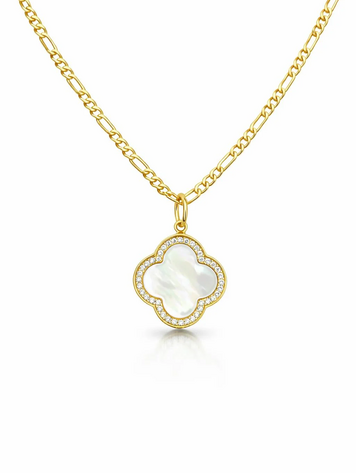 Bold Mother of Pearl Clover Charm