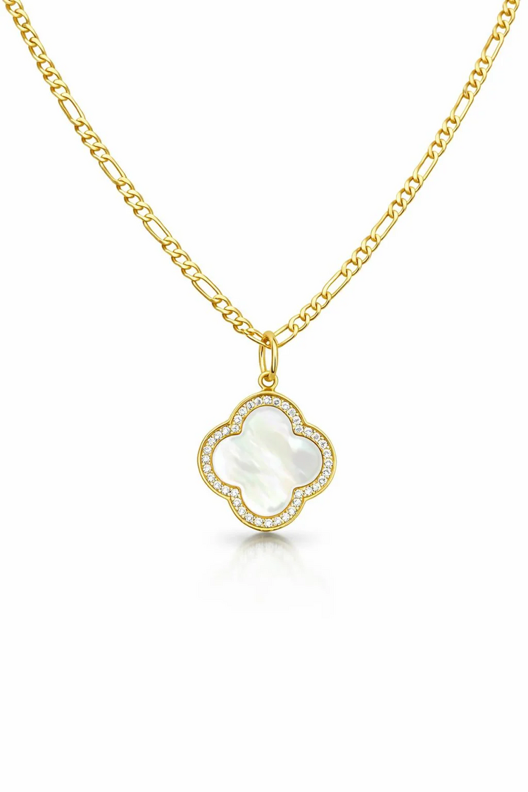 Bold Mother of Pearl Clover Charm