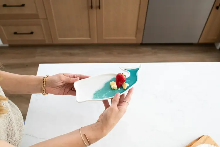 Resin-Accented Whale Ceramic Tray