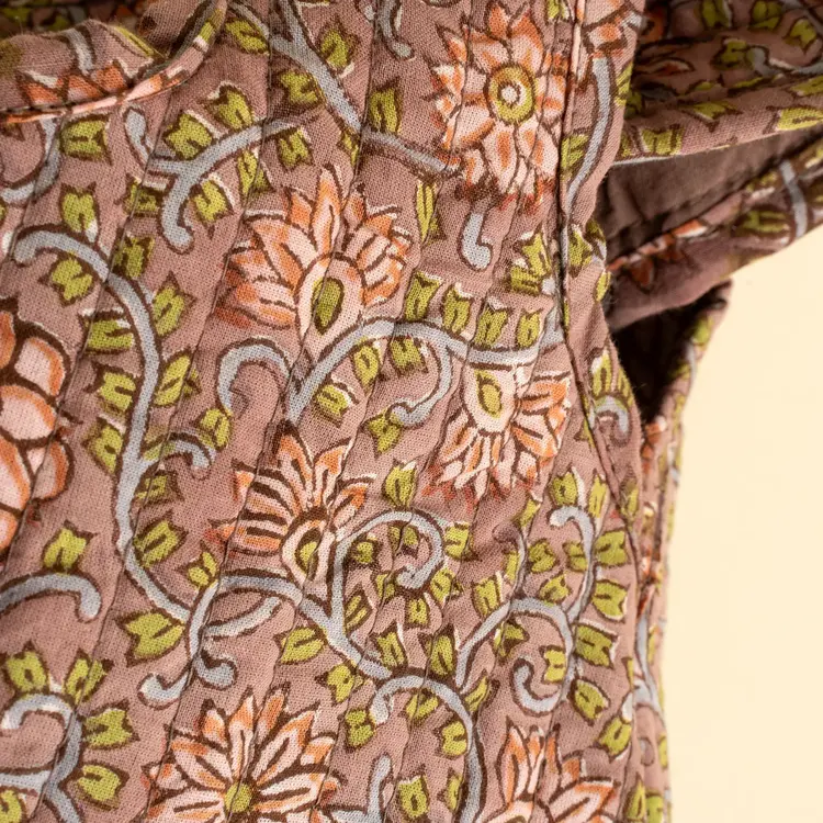 Peach Block Print Knot Vanity Bag