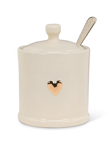Gold Heart on Covered Jam Jar