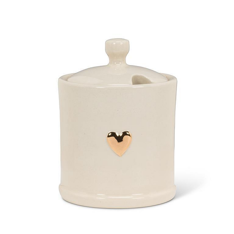 Gold Heart on Covered Jam Jar