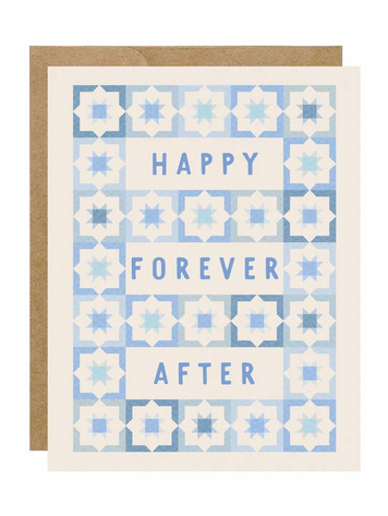 Happy Forever After Wedding Something Blue Quilt Card