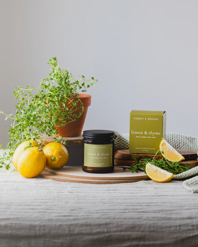 Lemon & thyme Wooden Wick Candle