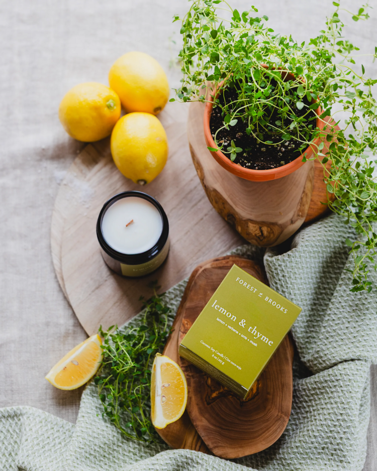 Lemon & thyme Wooden Wick Candle