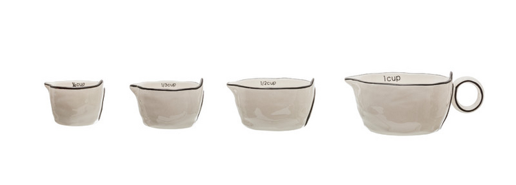 White Stoneware Measuring Cups, Set of 4