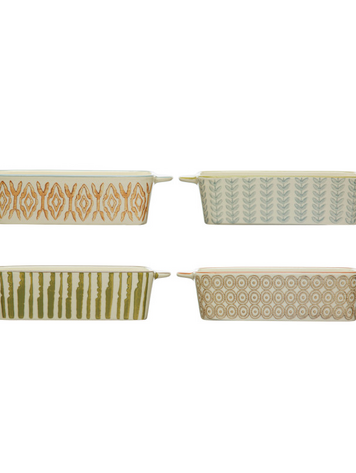 2-1/2 Cup Hand-Stamped Stoneware Baker