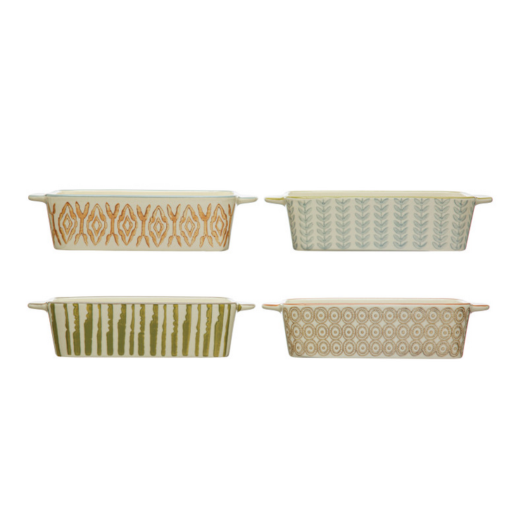 2-1/2 Cup Hand-Stamped Stoneware Baker