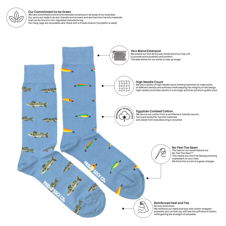 Friday Sock Co. Men's Fish & Fishing Lure Socks