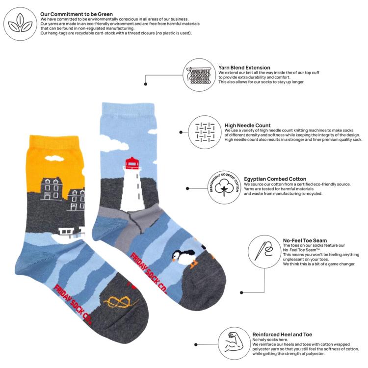 Friday Sock Co. Women's East Coast Canadian Landscape Socks