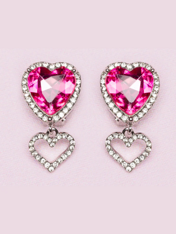 Heart Jewel Clip-on Earrings