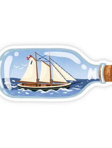 Ship in a Bottle - East Coast Schooner Vinyl Sticker