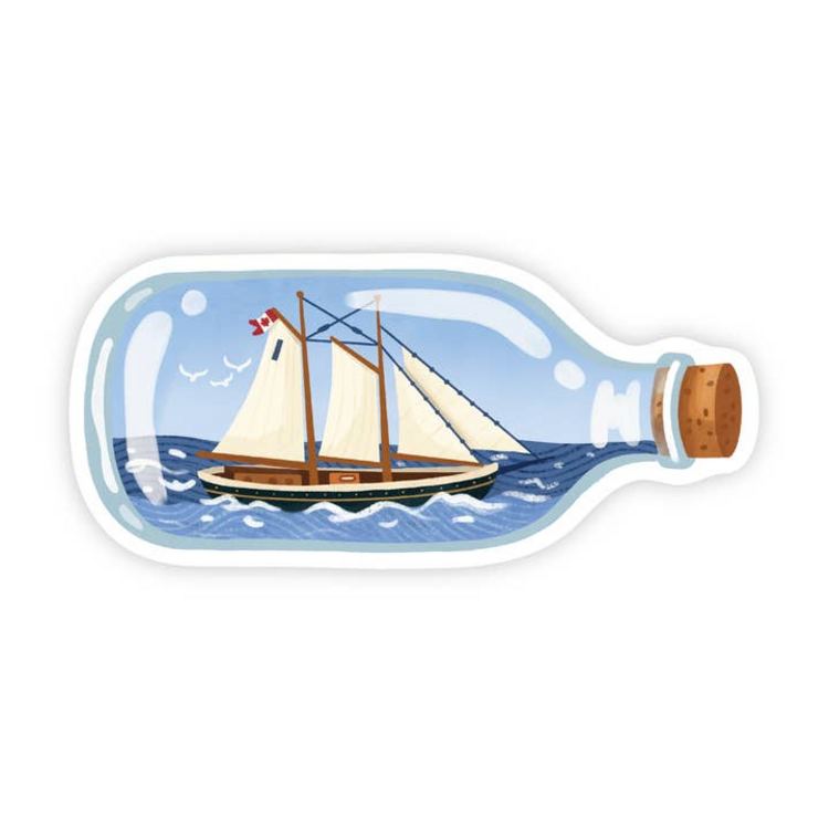 Ship in a Bottle - East Coast Schooner Vinyl Sticker