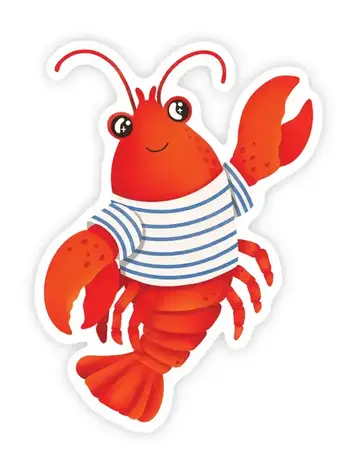 Nautical Lobster - Coastal Striped Shirt Vinyl Sticker