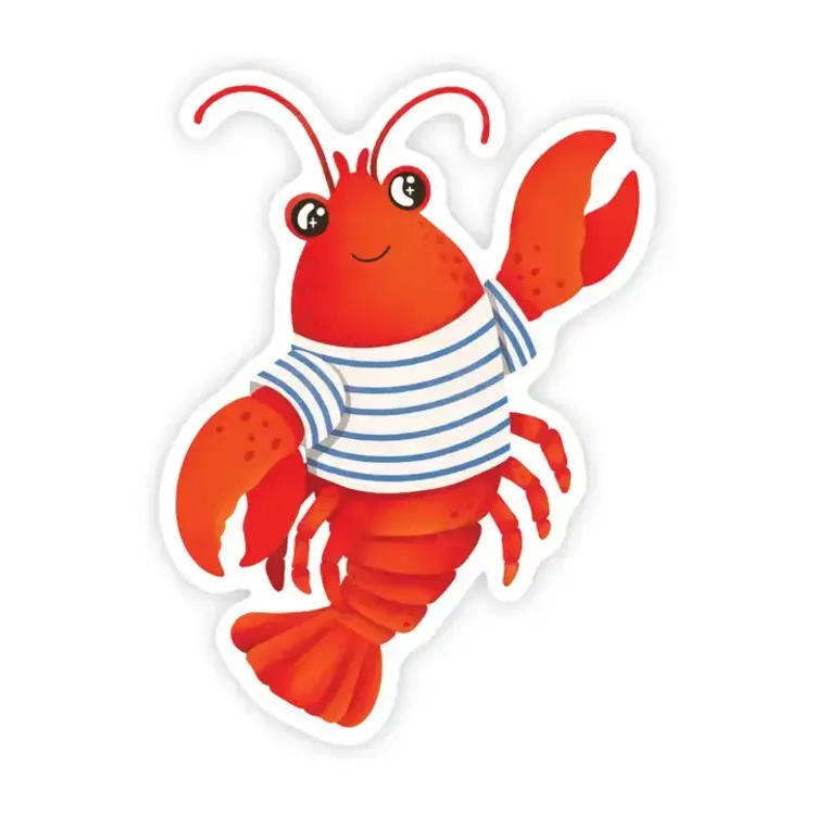 Nautical Lobster - Coastal Striped Shirt Vinyl Sticker