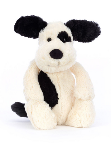 Jellycat Inc Bashful Medium Black & Cream Puppy
