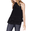 HALSTON HALSTON / Sleeveless Mock Neck Tiered Flounce Top