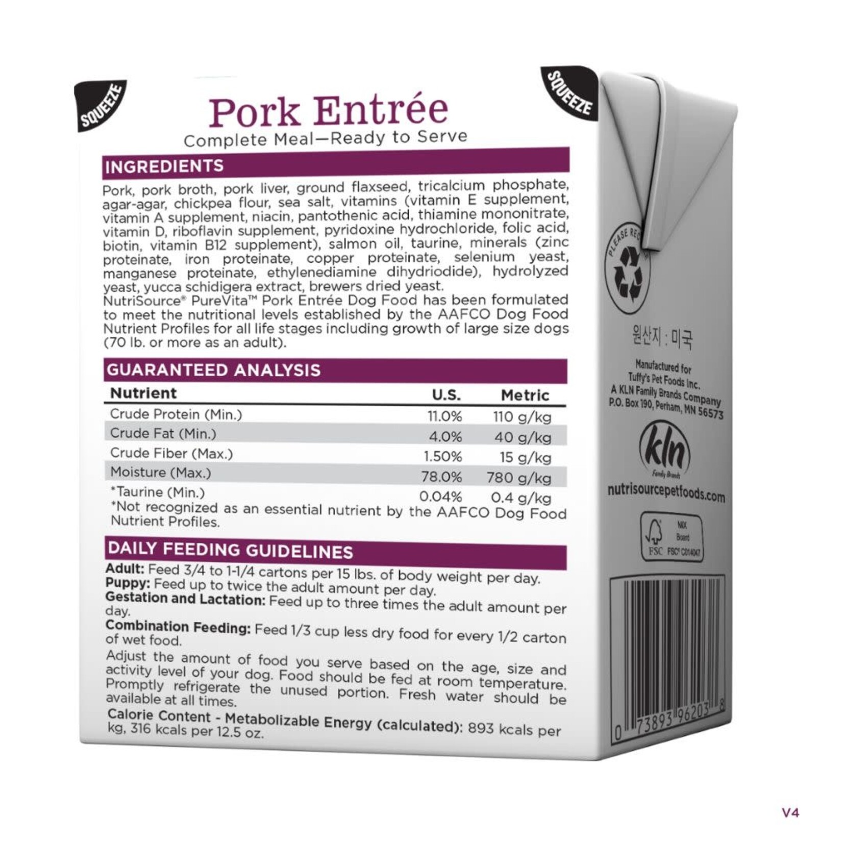 PureVita (by NutriSource) PureVita Pork Entrée Wet Dog Food